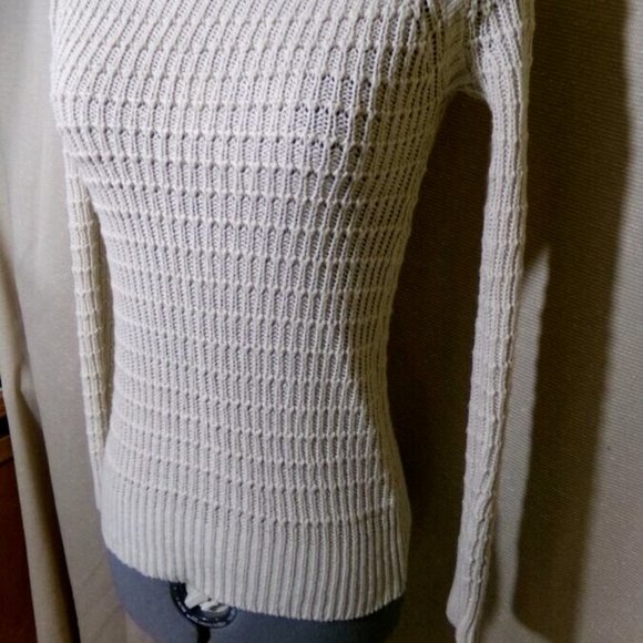 LOVE CHANGE Square Knitted Sweater Top Small Beige Scoop neck long sleeve raglan - Picture 6 of 9